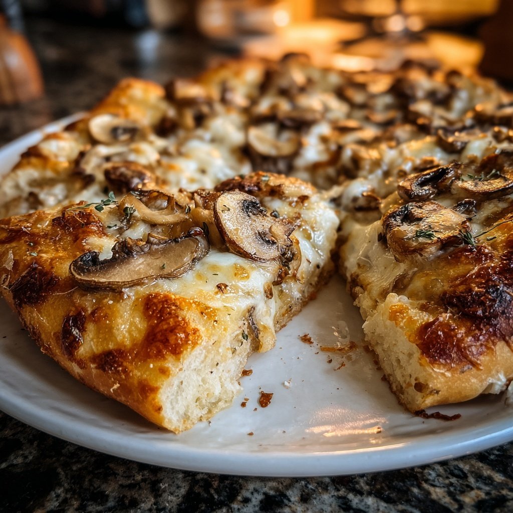 Pizza mit Pilzen und Mozzarella