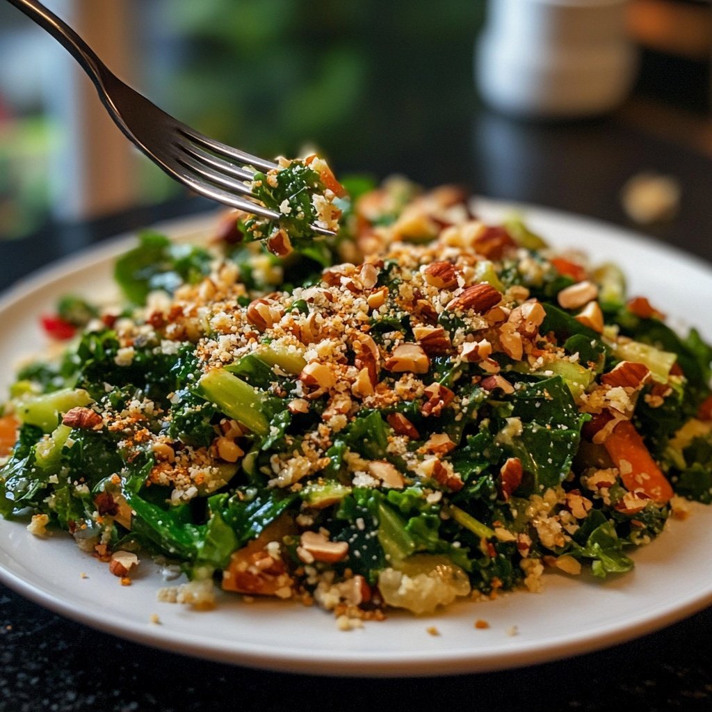 Brokkoli-, Grünkohl- und Erbsensalat