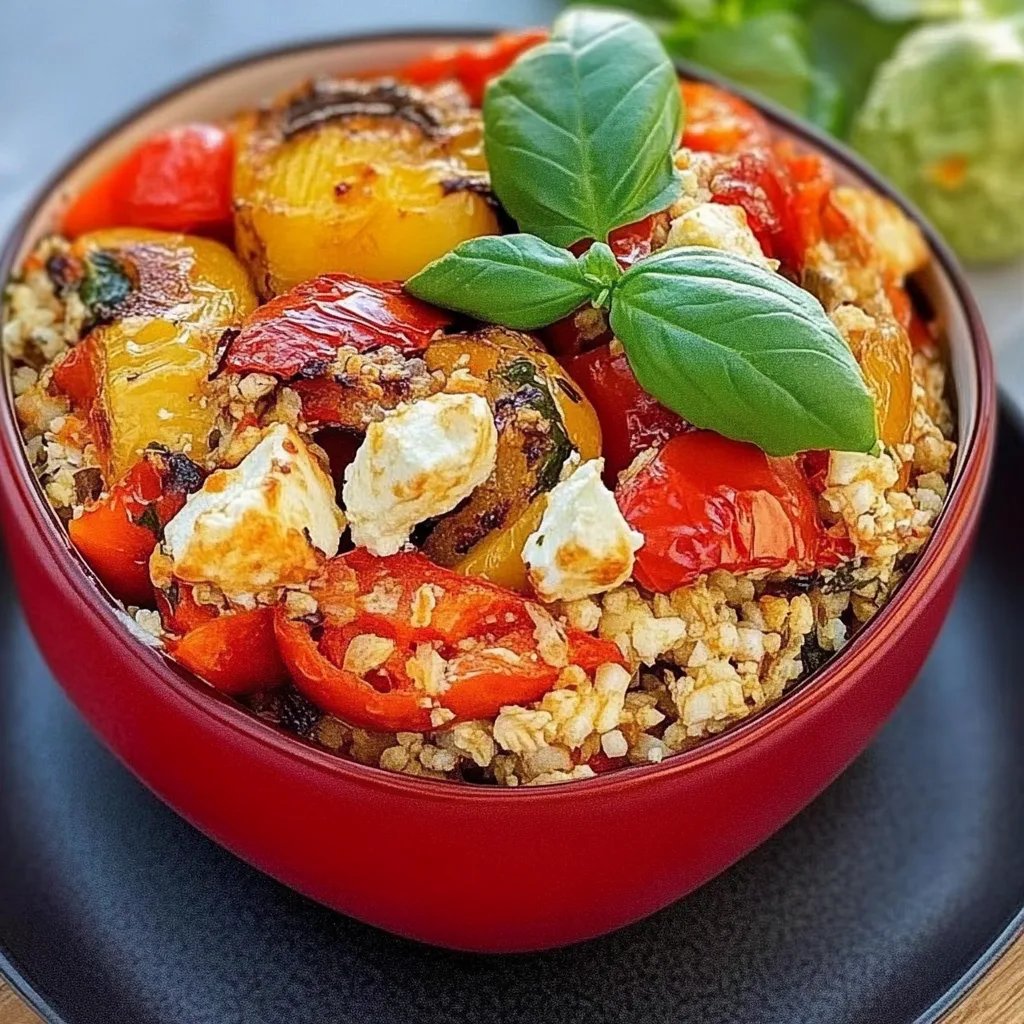Vegetarisch gefüllte Paprika mit Reis und Feta