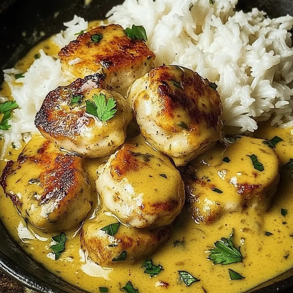 Hähnchen mit Honig-Senf-Sauce und Reis