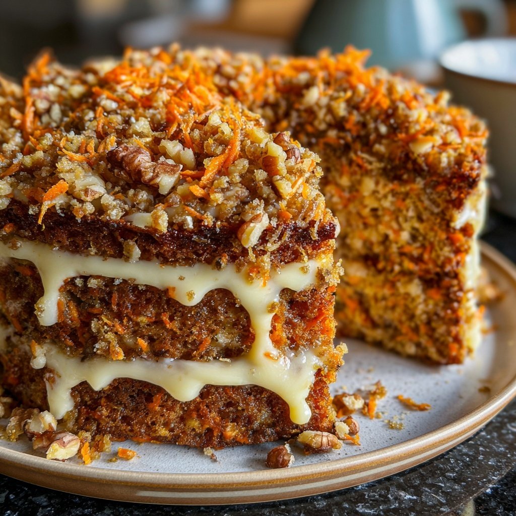 Karottenkuchen Mit Nuss Topping